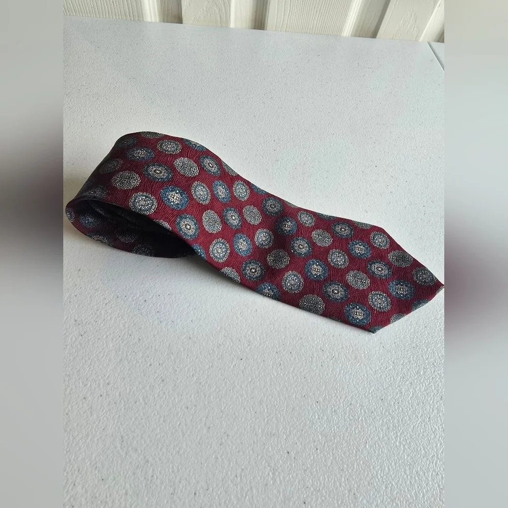 Dior Red and Blue Tie with Polka Dot Design